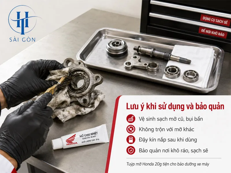 Lưu ý khi sử dụng và bảo quản mỡ chịu nhiệt Honda