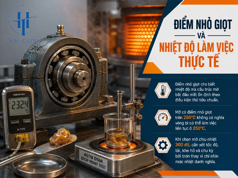 Điểm nhỏ giọt và nhiệt độ làm việc thực tế